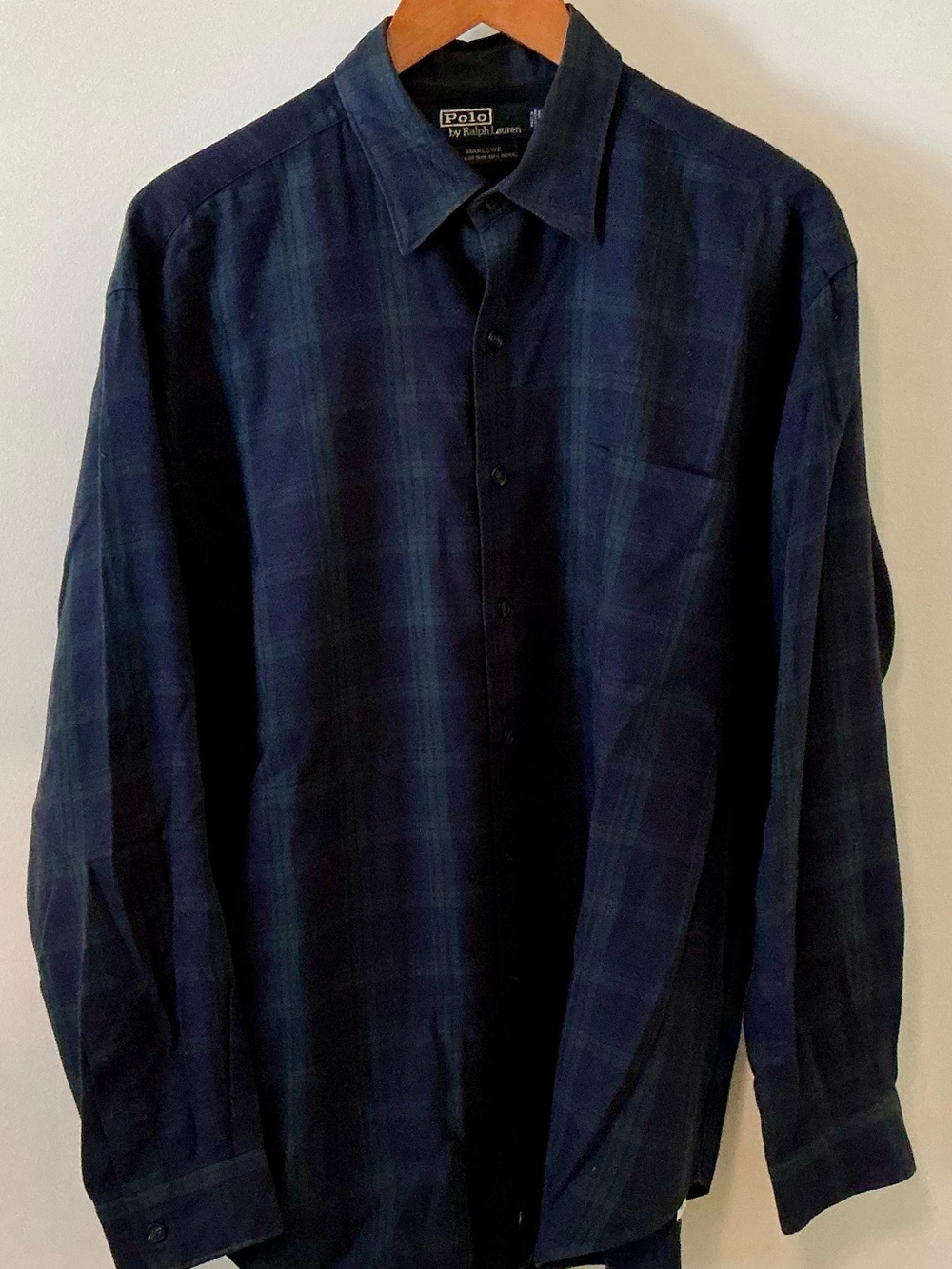 Polo by Ralph Lauren Navy & Green Plaid Casual Button-Down Shirt